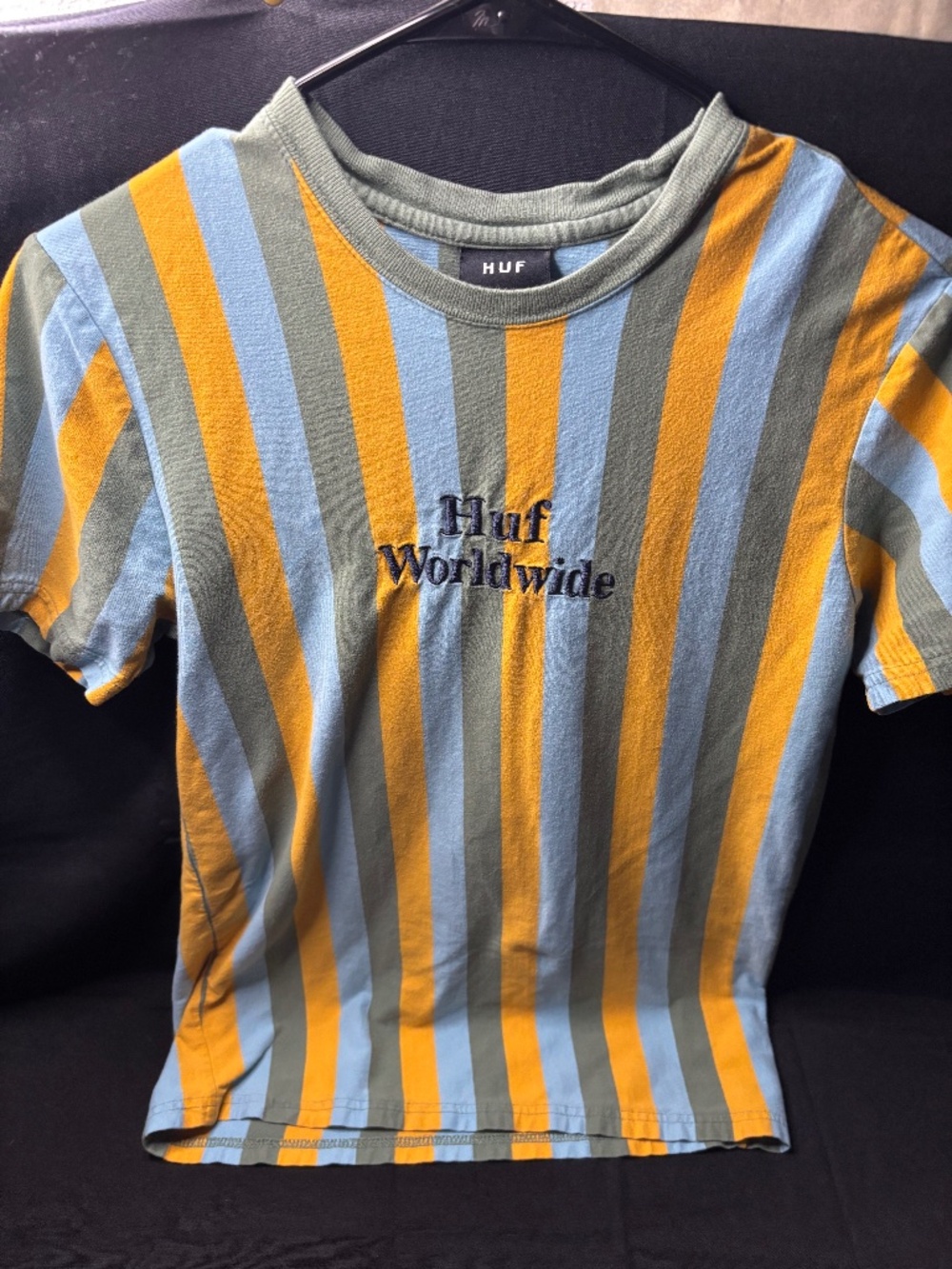 HUF Small Striped Blue/Green/Yellow Short Sleeve T-Shirt